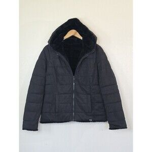 Be Boundless Black Reversible Faux Fur Puffer Coat Jacket Womens Size Medium